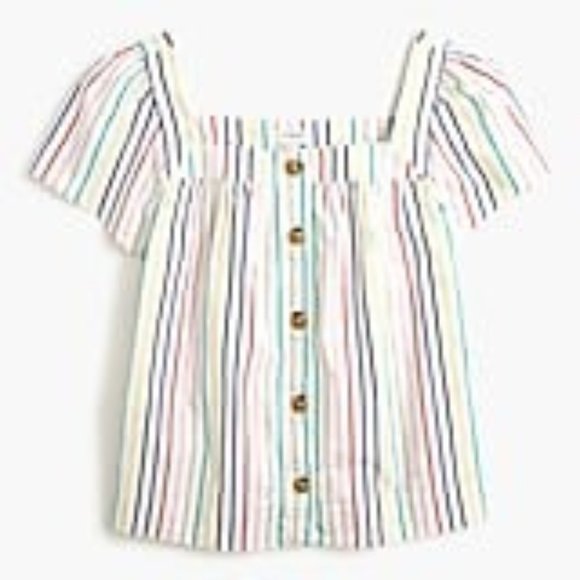 J. Crew Tops - NWT J. Crew - Striped square-neck button-front top